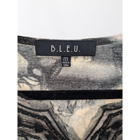 BLEU Tunic Top Women Size M Abstract Floral Medallion Festival Witchy Artsy Goth - Picture 8 of 13